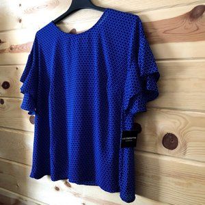 Liz Claiborne Short Sleeve Ruffle Blouse NWT 1x
